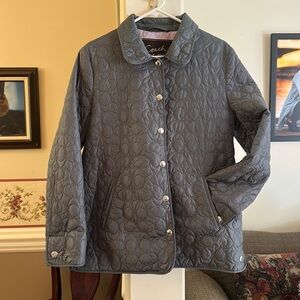 Coach Signature women’s quilted barn jacket, greenish gray